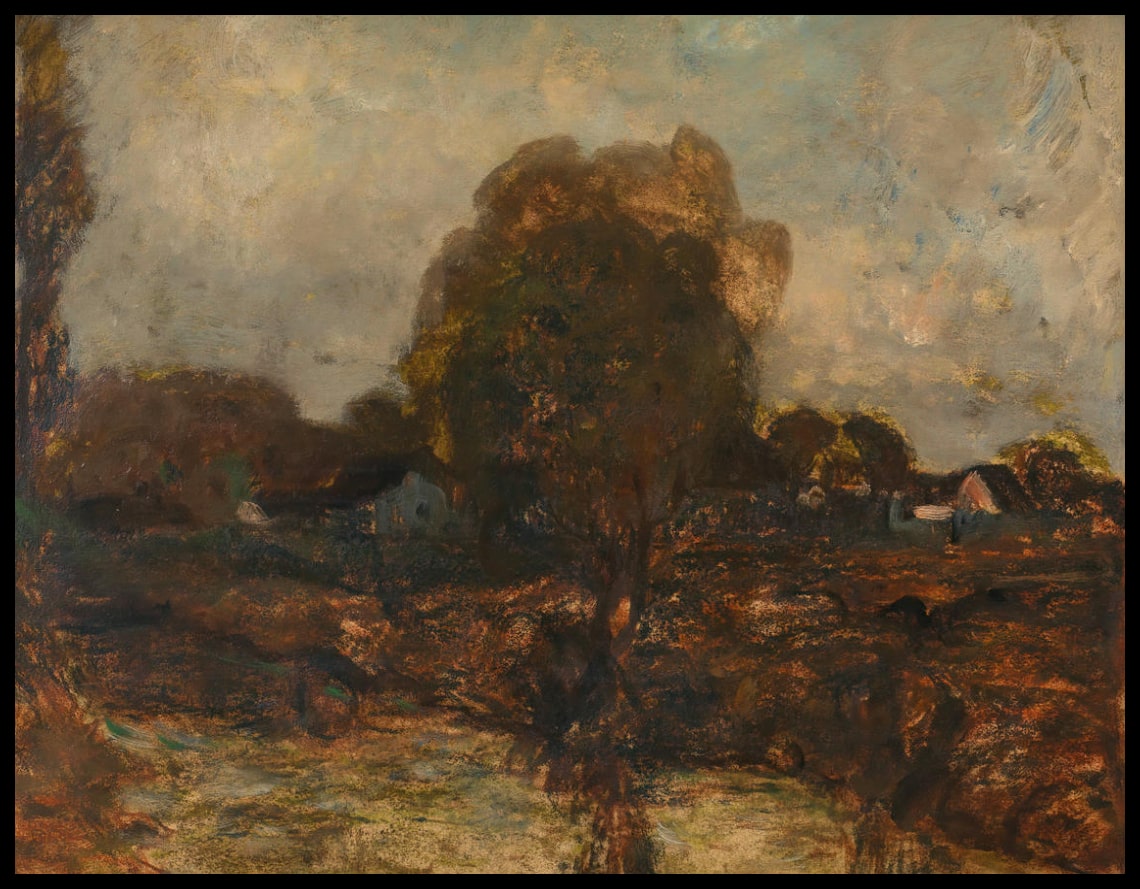 Paysage fluvial avec village