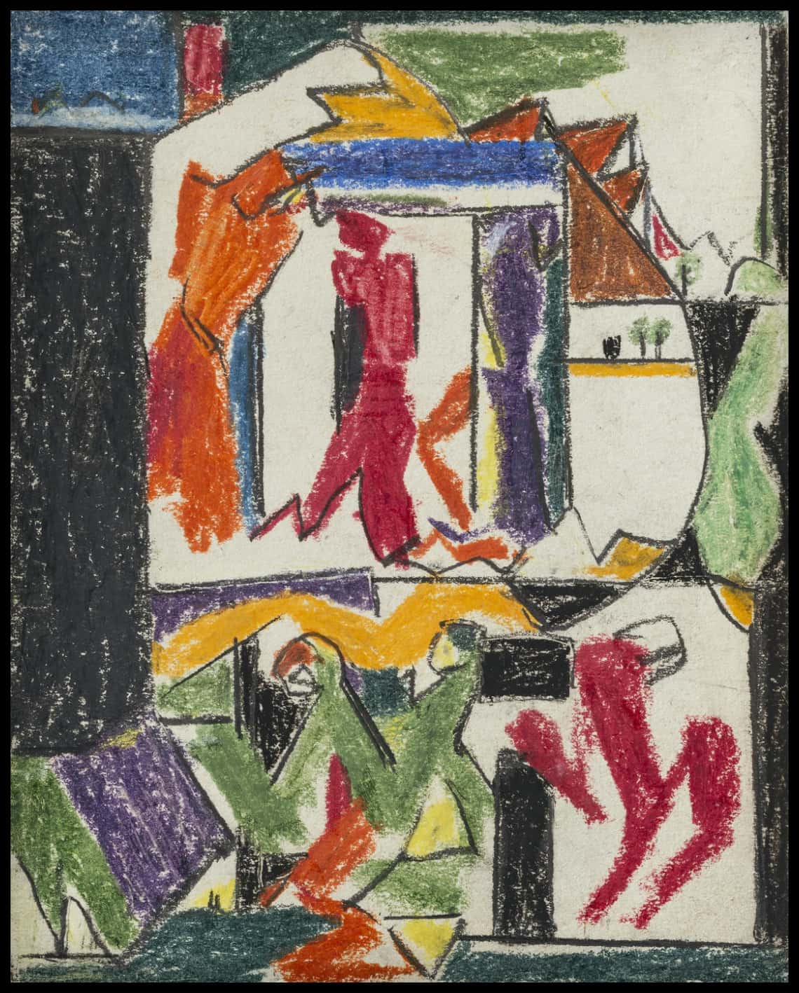 Maisons avec passants