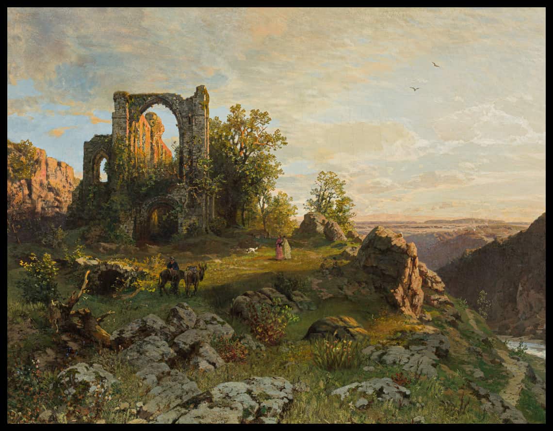 Landschaft mit Kirchenruine