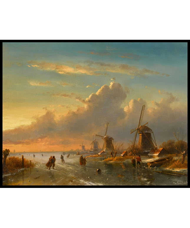 Ice Skaters At Sunset