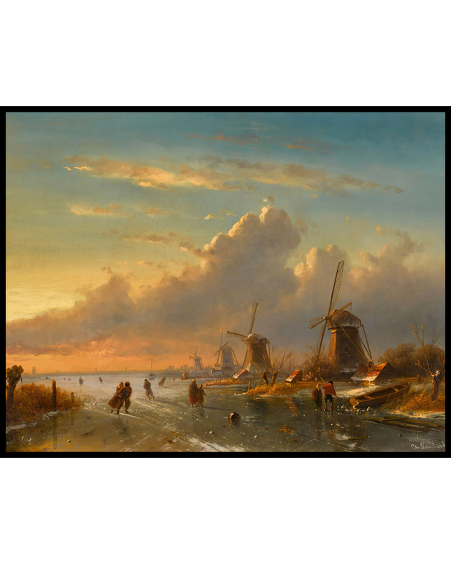 Ice Skaters At Sunset