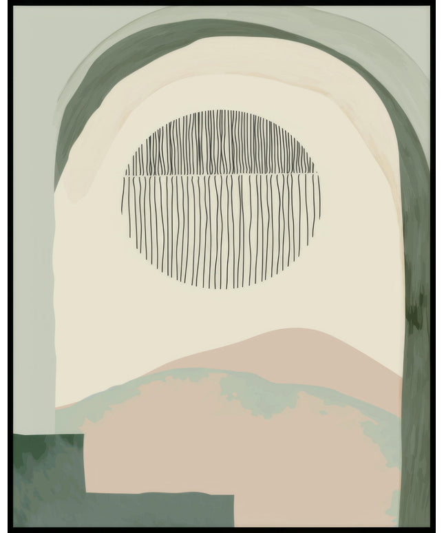 Ein Poster von abstrakten erdfarbenen Formen.