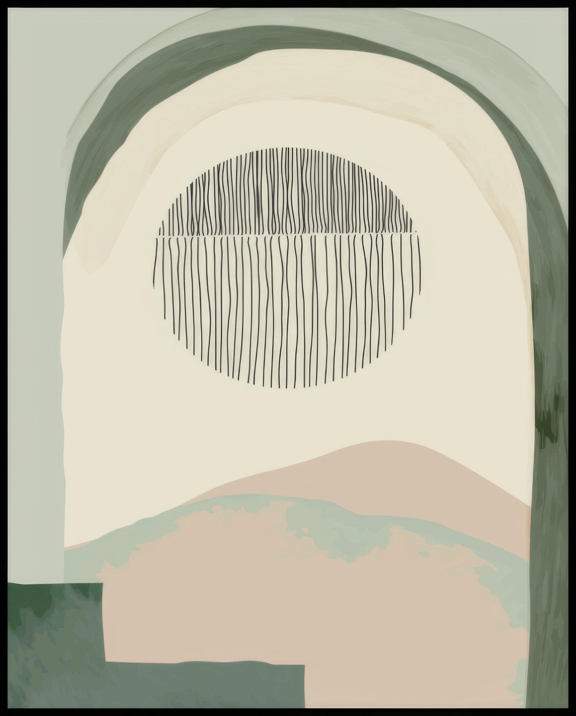 Ein Poster von abstrakten erdfarbenen Formen.