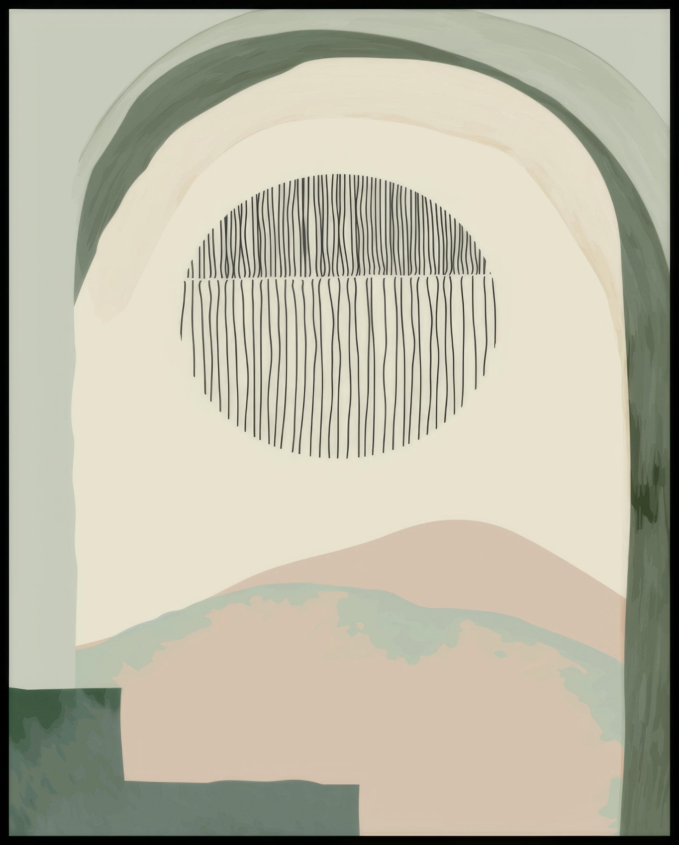 Ein Poster von abstrakten erdfarbenen Formen.