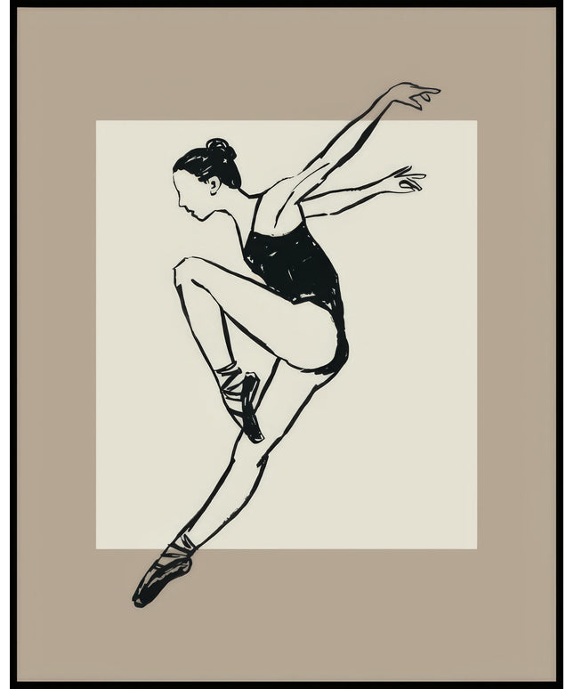 Ein Poster von einer Skizzenzeichnung einer sich im Sprung befindenden Balletttänzerin.