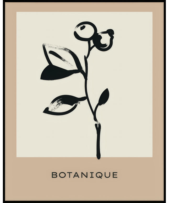 Ein Poster einer Illustration eines Zweigs mit dem Schriftzug "Botanique".