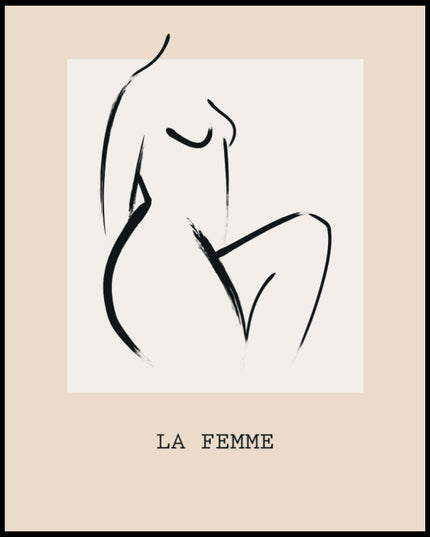 Ein Poster von einer minimalistischen Skizzenzeichnung von den Silhouetten einer nicht bekleideten Frau.