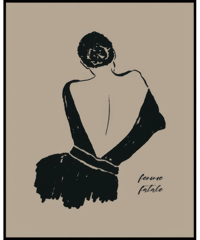 Ein Poster einer Illustration einer Frau von hinten, die ihren Rücken zeigt.