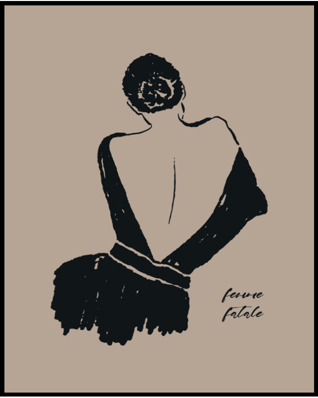 Ein Poster einer Illustration einer Frau von hinten, die ihren Rücken zeigt.