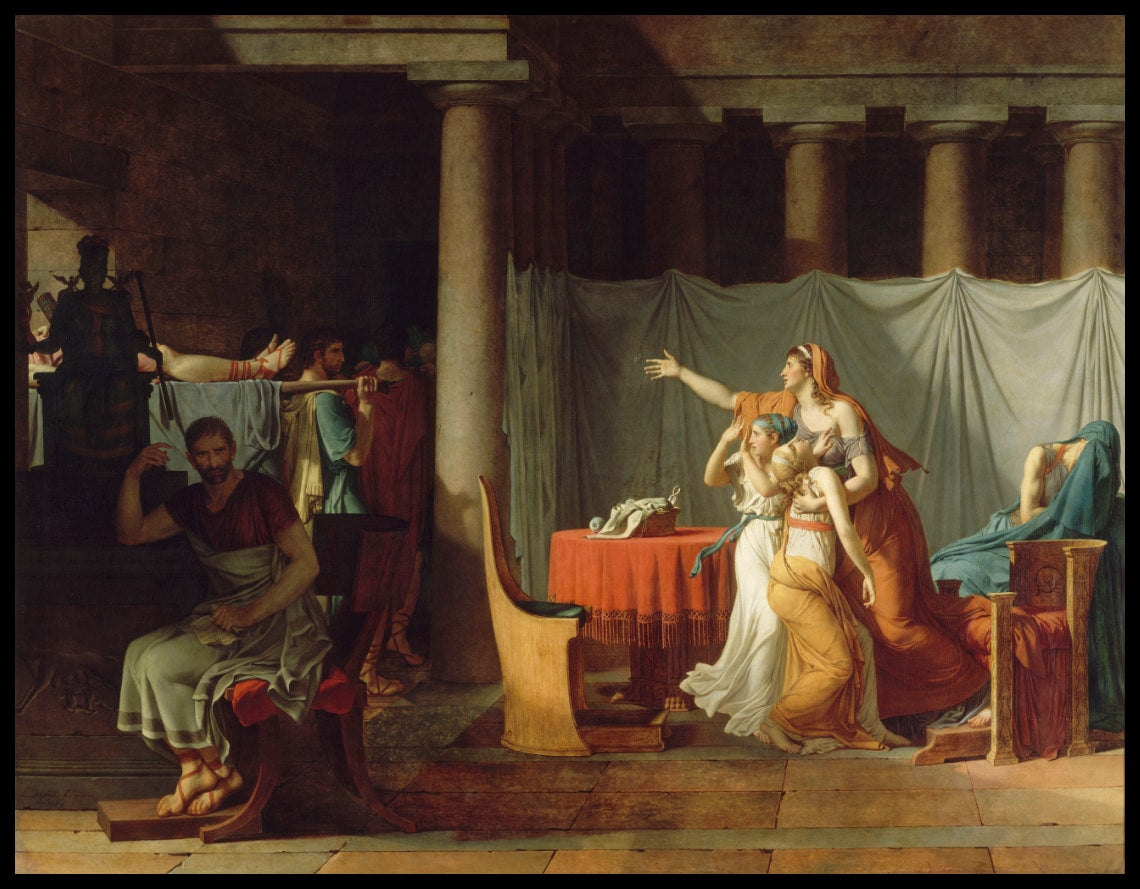 The lictors bring Brutus the bodies of his sons