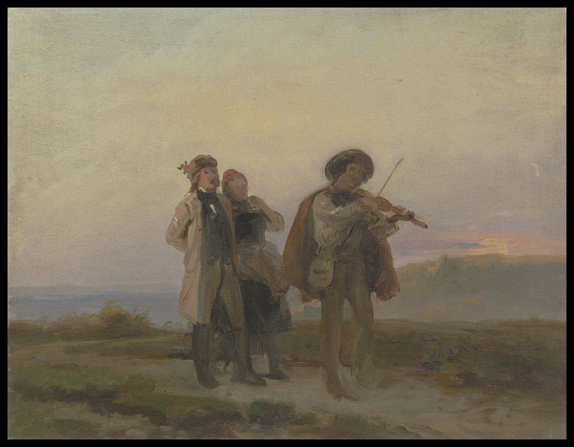 Abendlicher Spaziergang, Geiger und Bauer