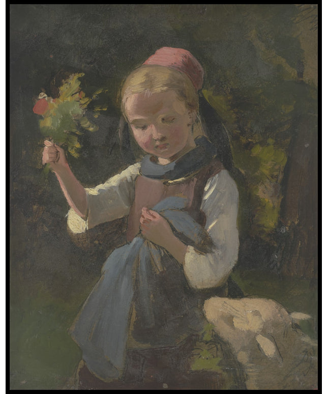 Bauernmädchen mit Blumenstrauß