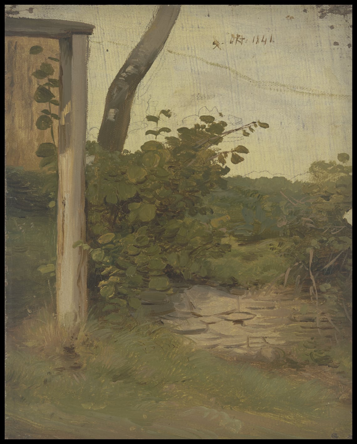 Wiese mit kleiner Mauer