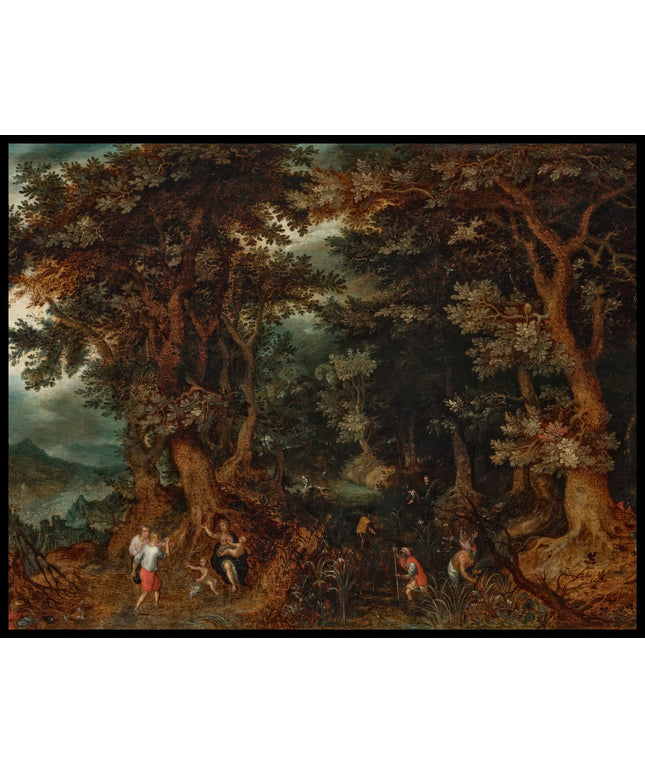 A wooded landscape with Latona spied on by the Lycian farmers