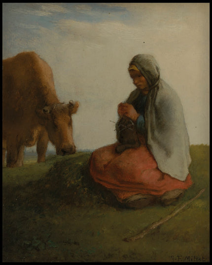 A shepherdess knitting
