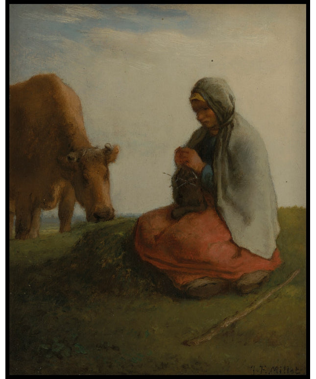 A shepherdess knitting