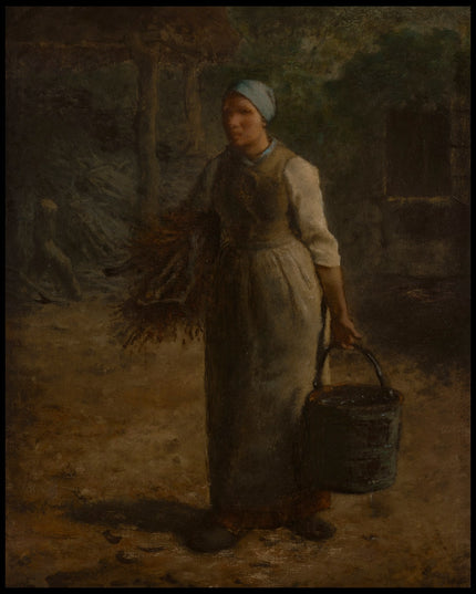 Woman Carrying Firewood and a Pail