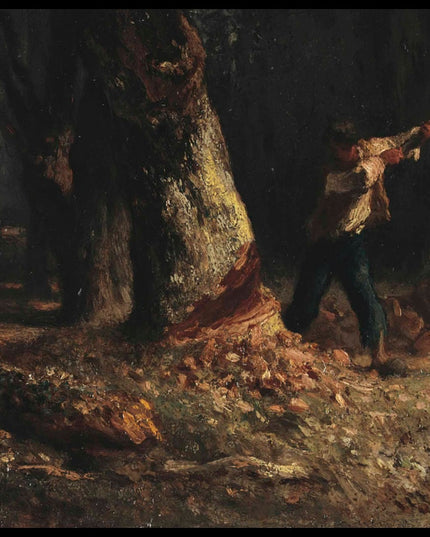 Woodcutter in the Forest and Young Woman taking Linens from a Shelf a double-sided work