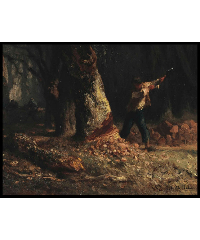 Woodcutter in the Forest and Young Woman taking Linens from a Shelf a double-sided work
