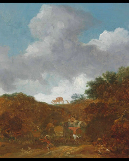A wooded landscape with brigands attacking travellers