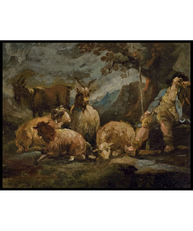 Berger endormi près de son troupeau