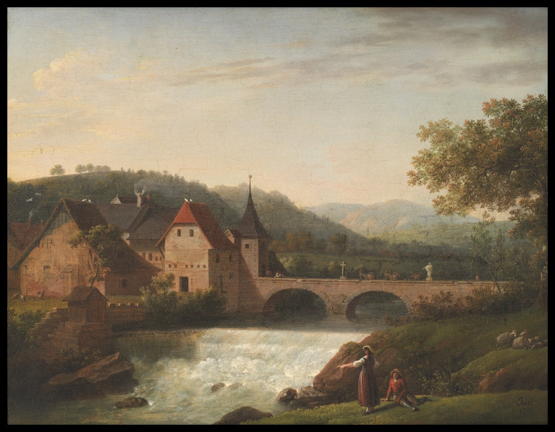 Le pont et la chute d'eau à Dornach, Suisse