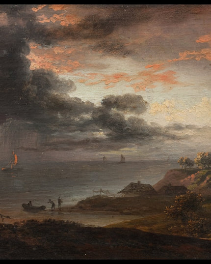 Thunderstorm rain pouring into the sea