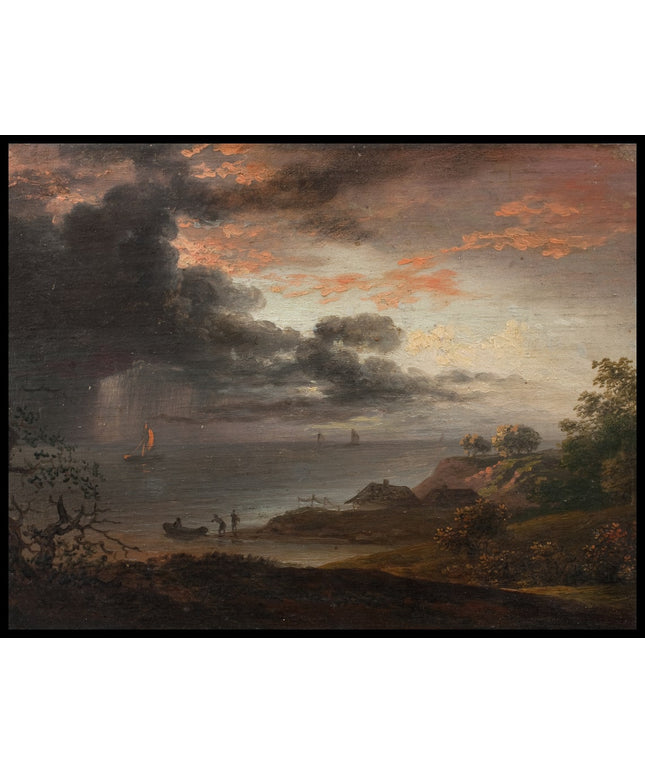 Thunderstorm rain pouring into the sea