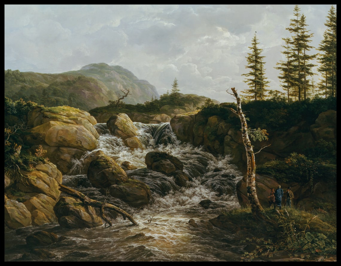 Mountainous Landscape with a Waterfall, Norway