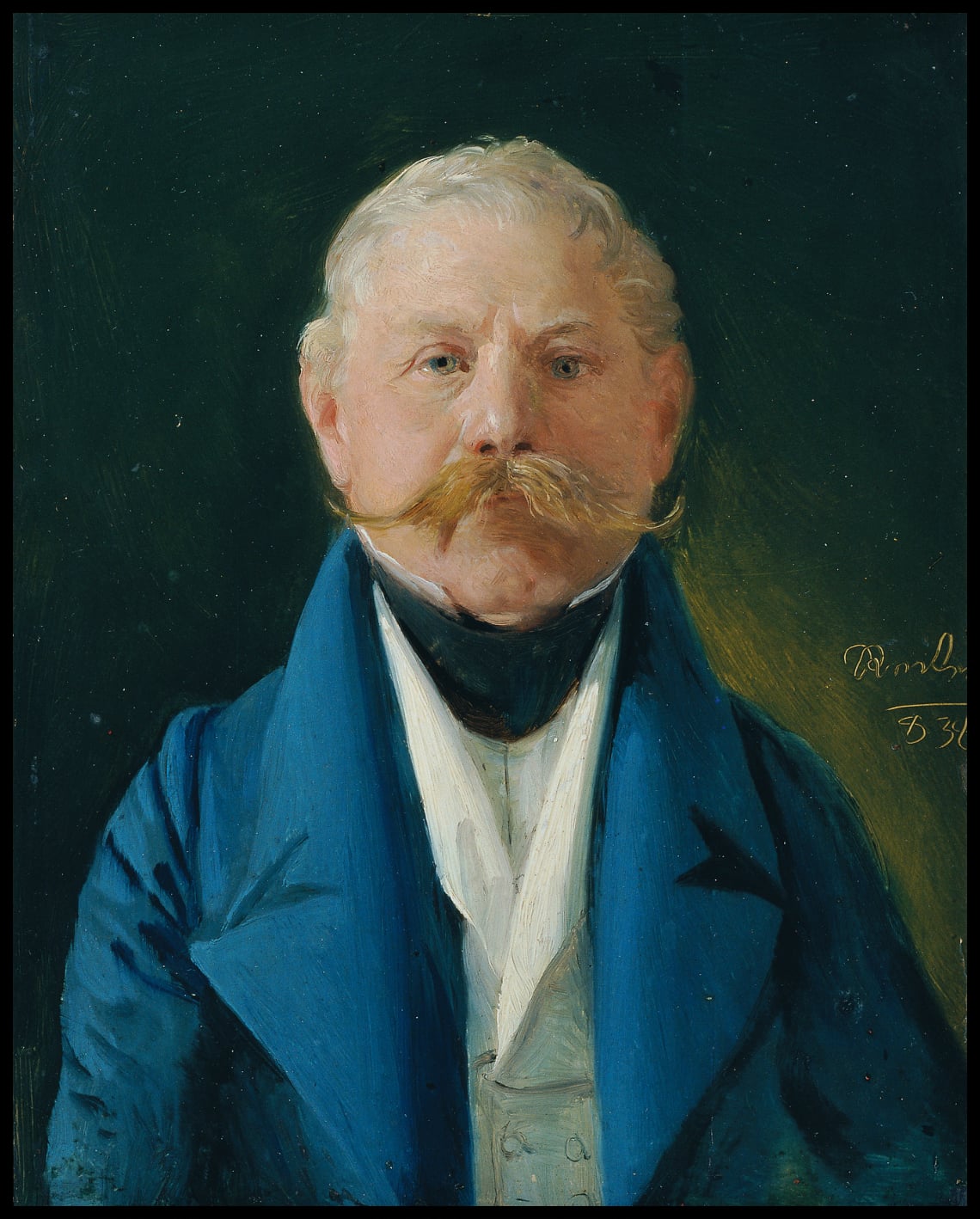 Gentleman in blue skirt and white vest