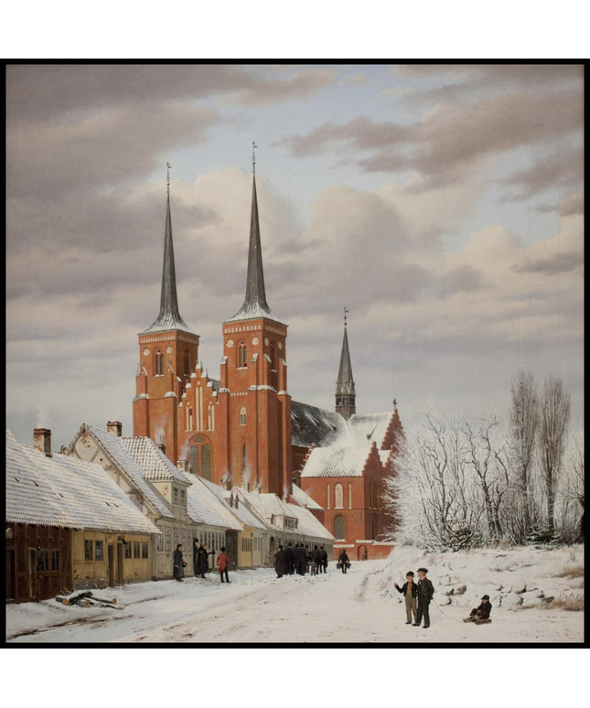 Street in Roskilde. In the Background the Cathedral