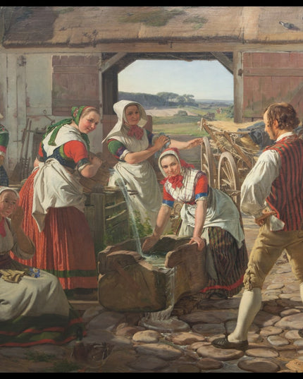 Zealand harvest girls by a well