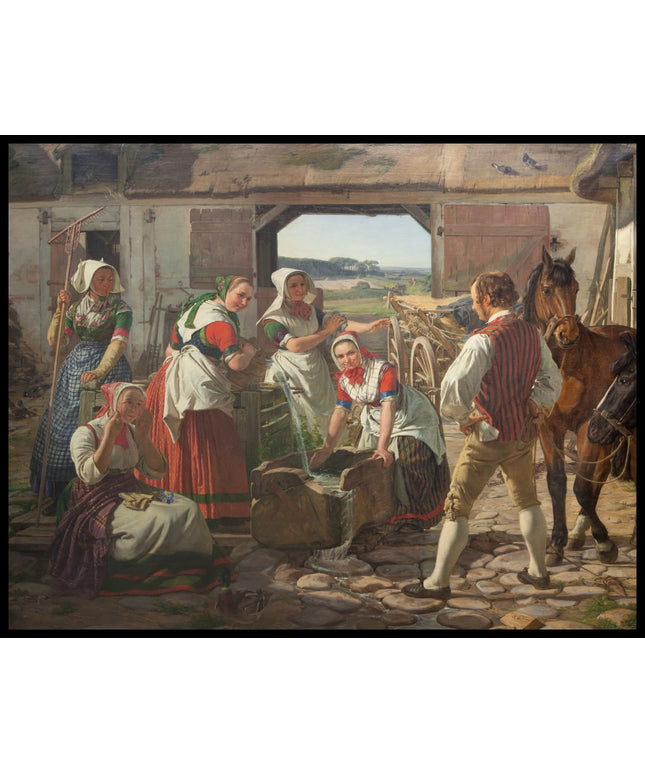 Zealand harvest girls by a well