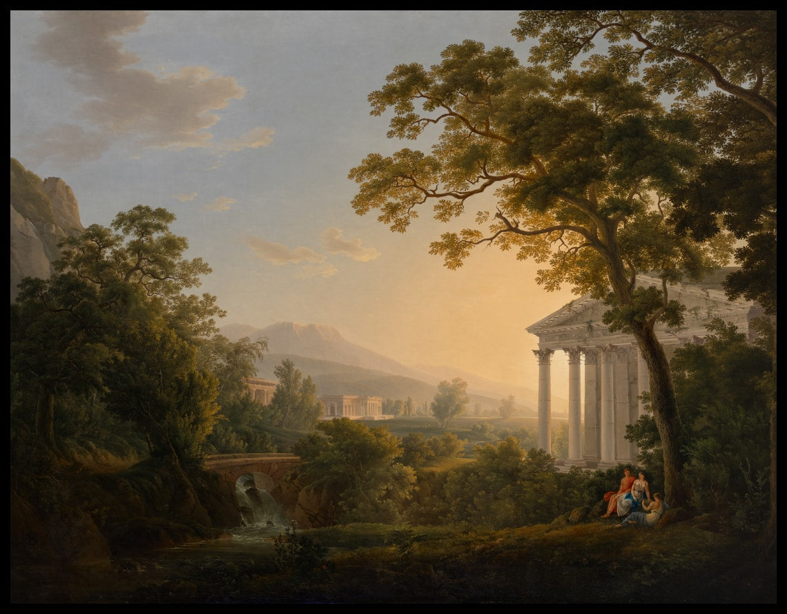 Ideale Landschaft mit Tempelgebäuden