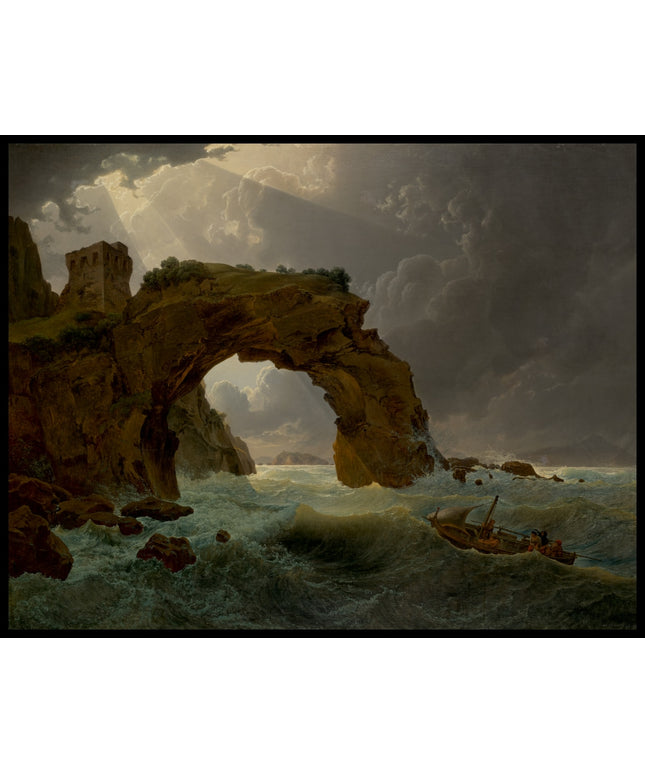 Meeressturm beim Arco di Miseno bei Miliscola mit Blick gegen Nisida