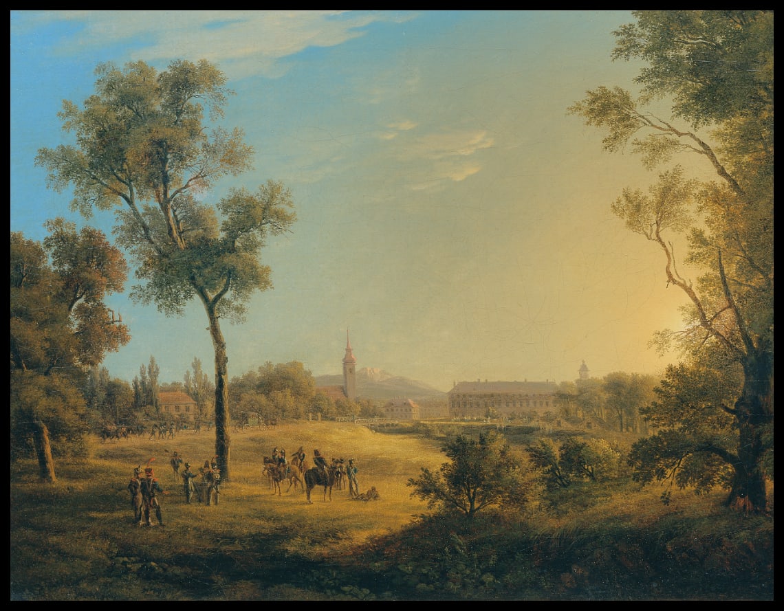 Szene aus den Napoleonischen Kriegen, Ansicht von Kaiserebersdorf