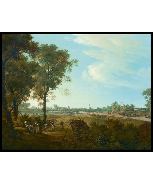 Szene aus den Napoleonischen Kriegen, der Beginn des Brückenkopfes in der Lobau