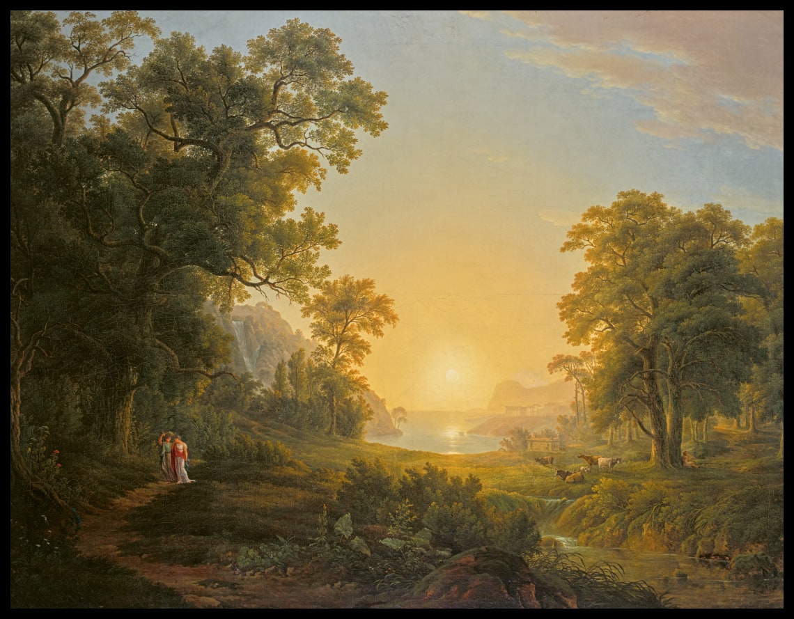 Waldlandschaft mit Sonnenaufgang