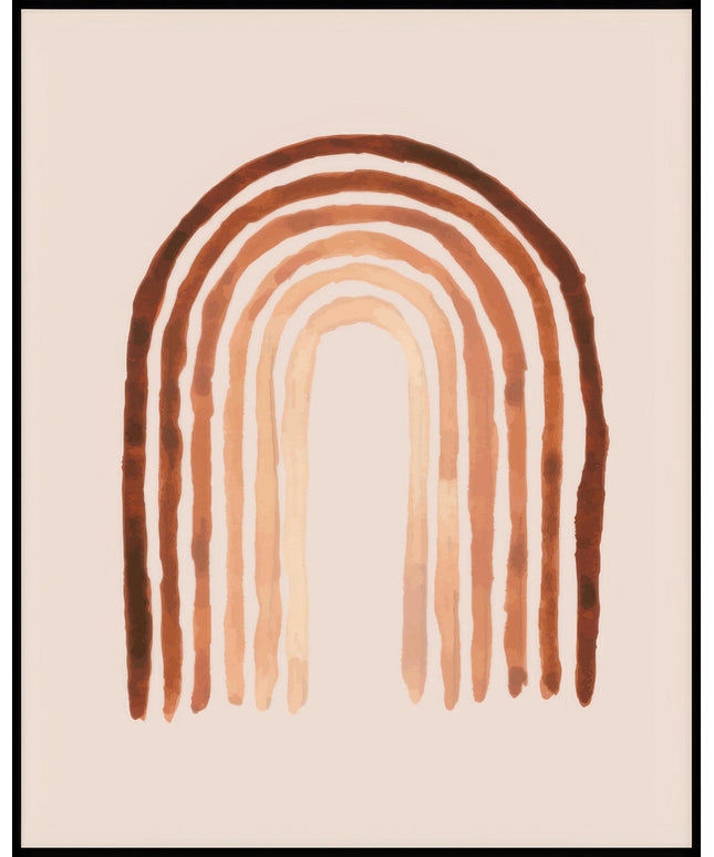 Ein Poster von einer Illustration eines abstrakten Regenbogens in Braun- und Beigetönen.