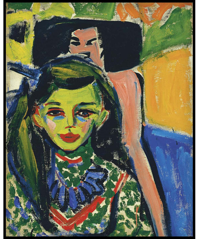 Fränzi vor geschnitztem Stuhl