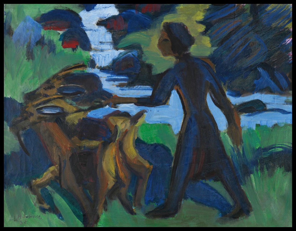 Femme avec une chèvre