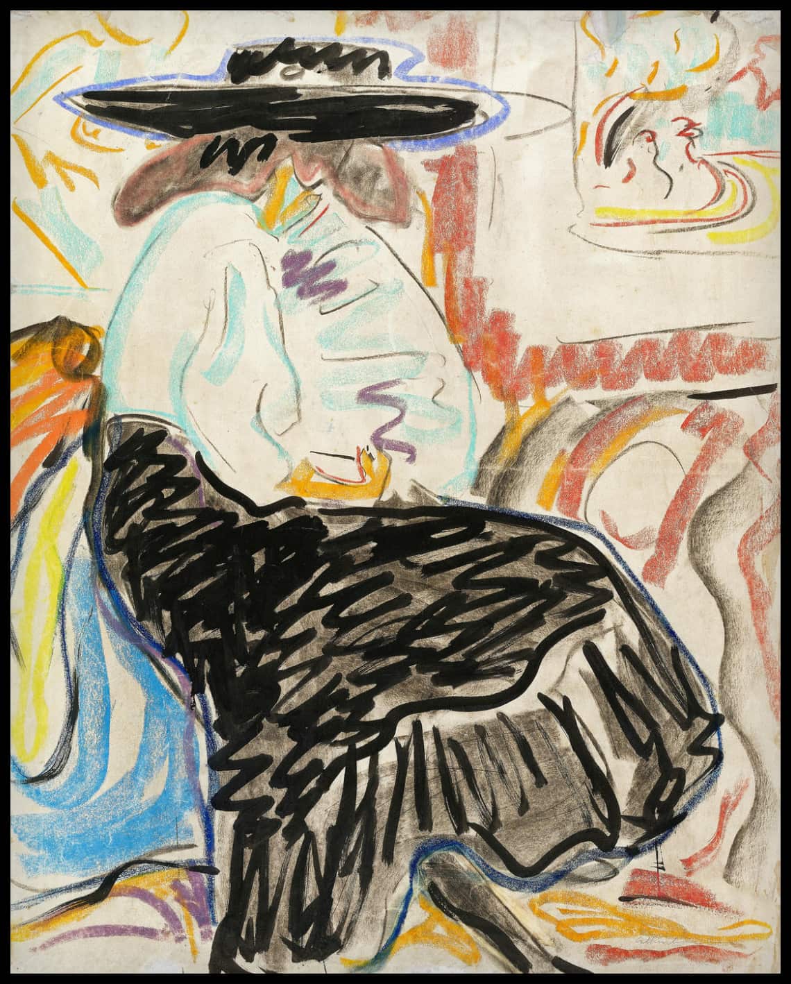 Femme assise dans le studio
