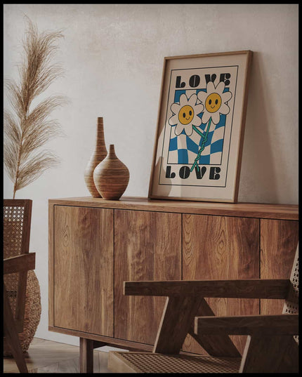 Flower Love Retro Poster