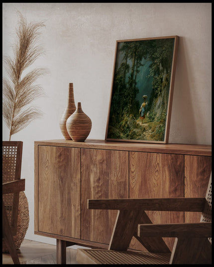 Mädchen mit Ziege im Gebirgstal