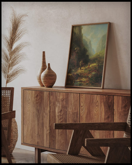 Sennerin und nachblickender Jäger