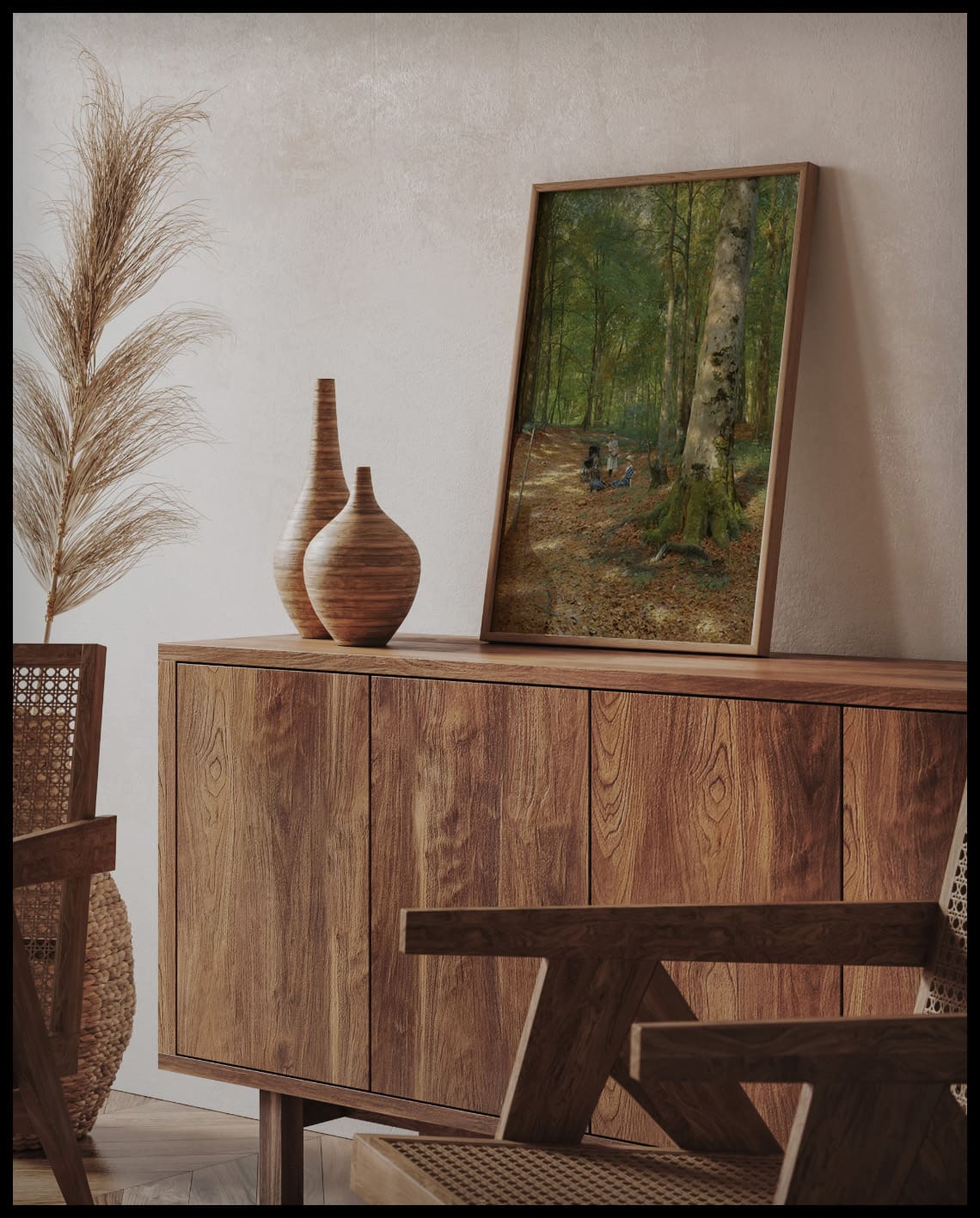 Forest scene with a family