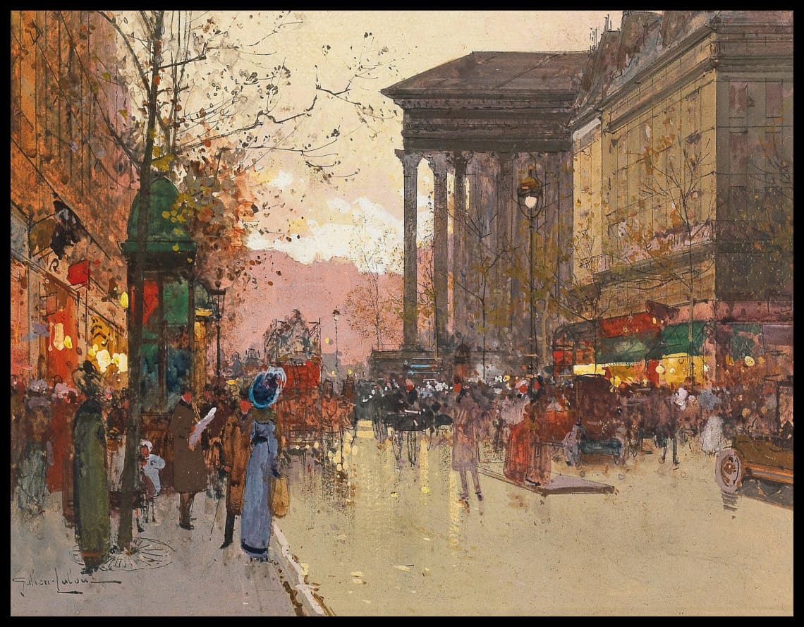 Paris, The Boulevard de la Madeleine in the evening