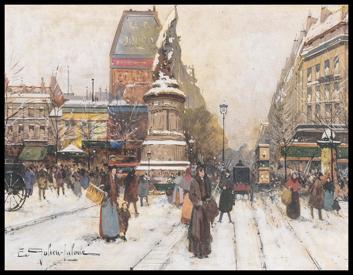 The Place de Clichy in Snow, Paris