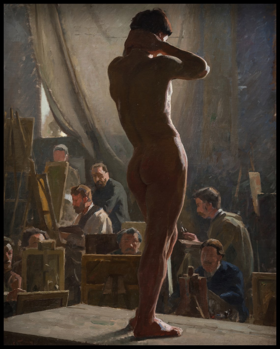 Nu masculin dans le studio de Bonnat