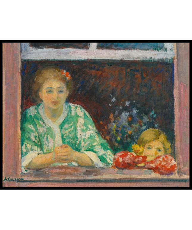 Femme Et Fillette À La Fenêtre